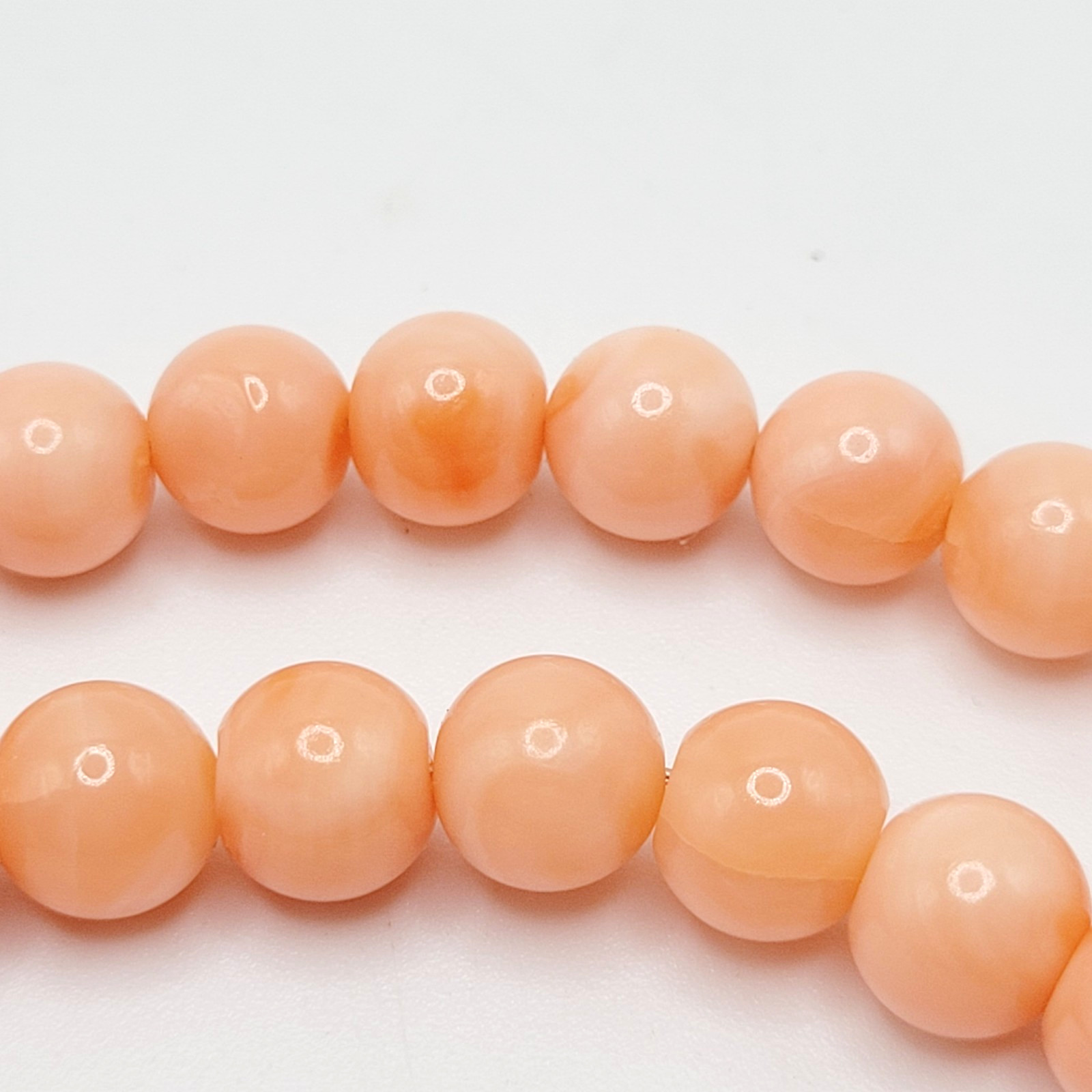 Genuine Pink Peach Blush Coral Bead 6mm Necklace Alloy Clasp Tested 25 inch