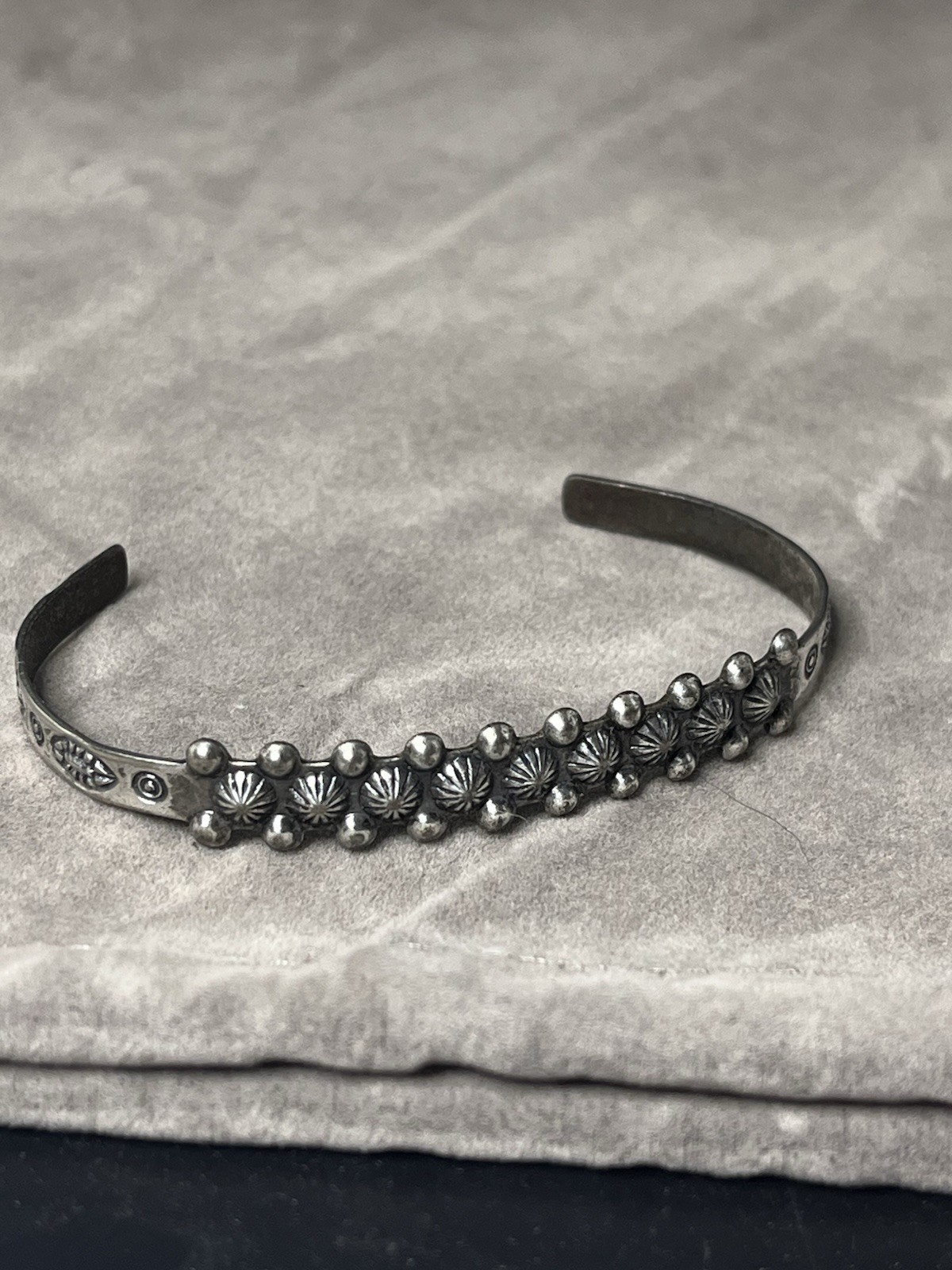 Vintage Ethnic Pattern Stamped Metal Cuff Bracelet