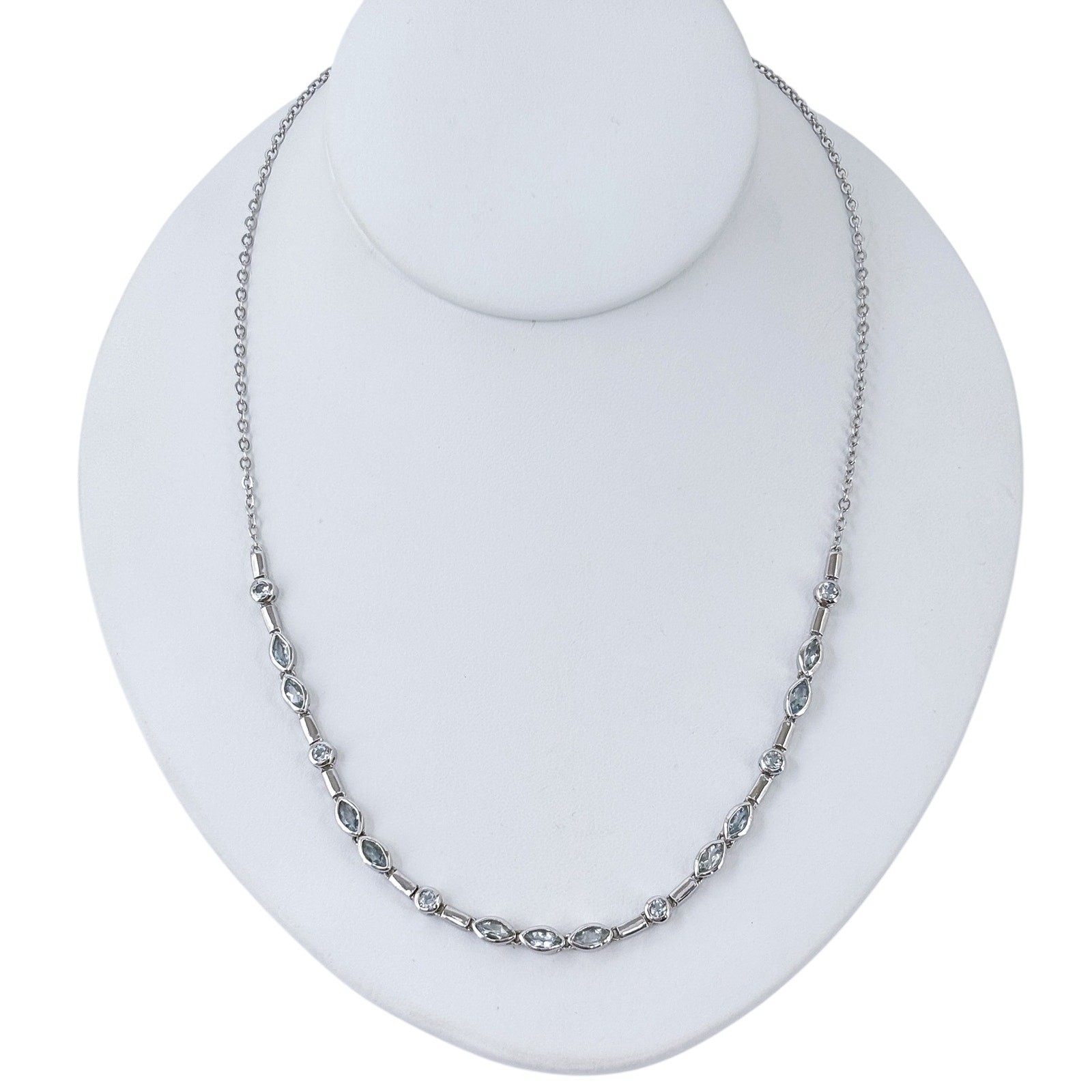 Vintage Sterling Silver 925 | Marquise Round Cubic Zirconia Necklace 18.5″-20″