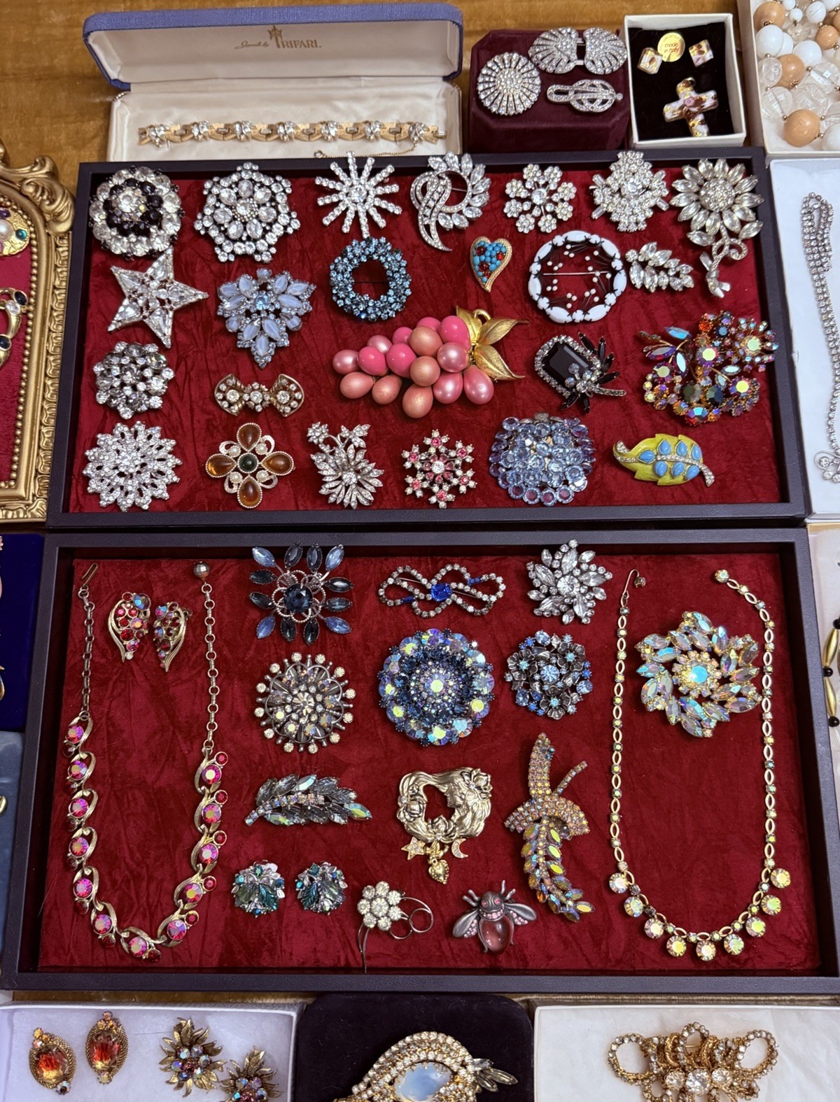 Vintage Rhinestone Jewelry Lot Haskell Weiss Juliana Crown Trifari Givenchy +