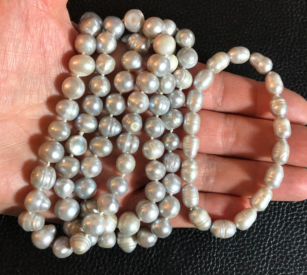 Silver Cultured Pearl Strand Necklace Baroque Knotted 9-10mm 29″ +Bracelet P8