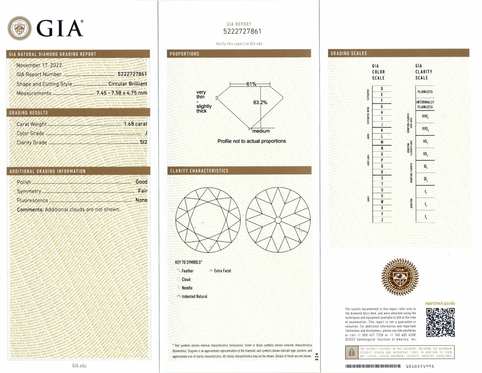 1.68ct GIA CERTIFIED J SI2 OLD EUROPEAN CUT DIAMOND VINTAGE LOOSE NATURAL ESTATE