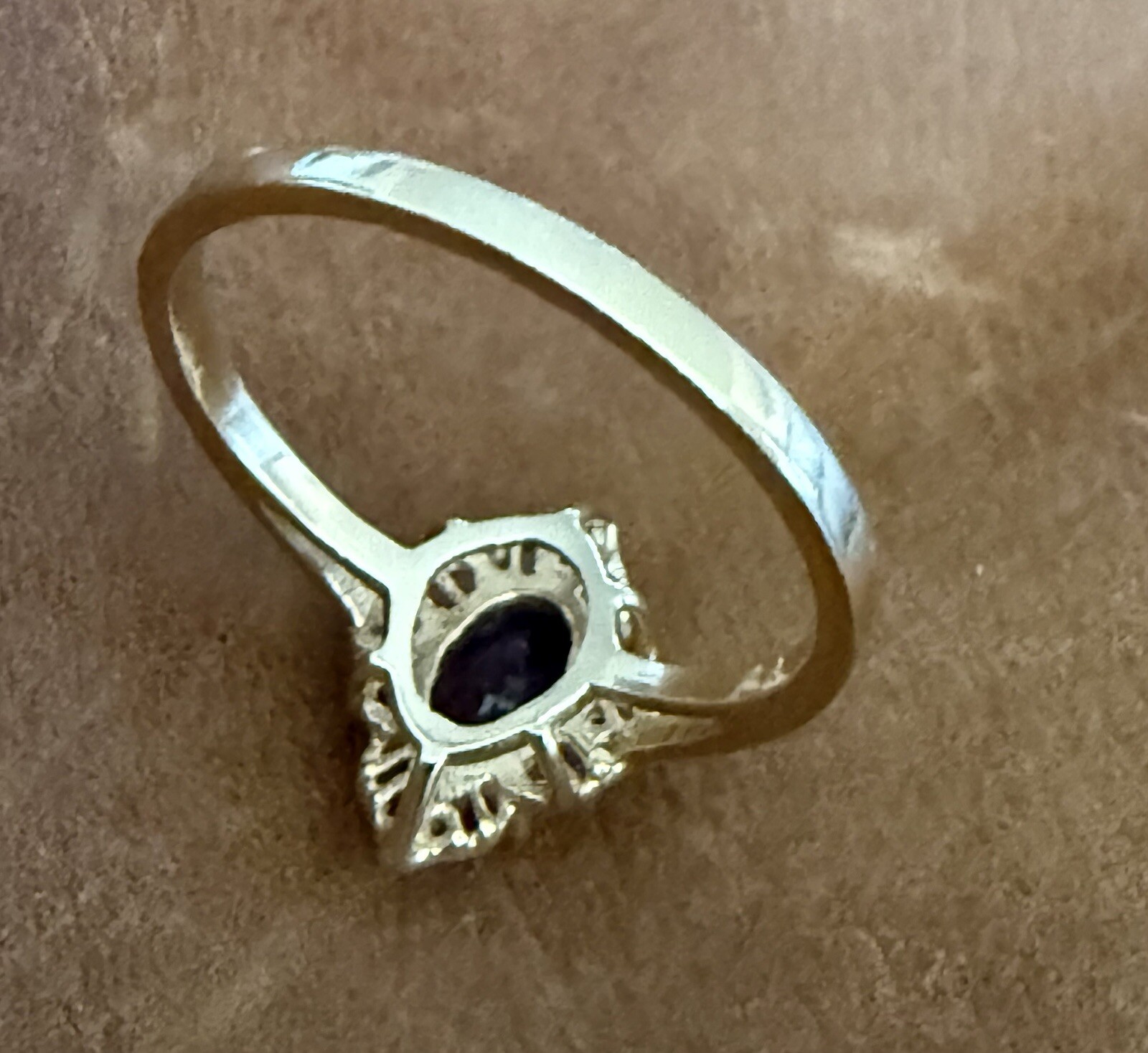 Vintage 14k Yellow Gold Amethyst With Diamond Accents Cocktail Ring Size 7.75