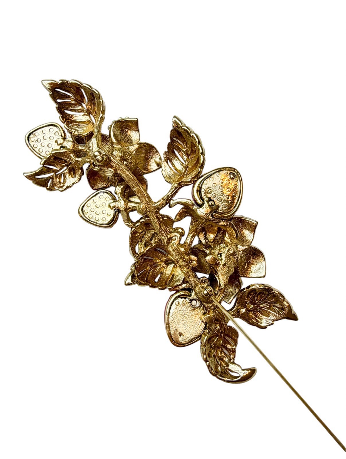 CINER 18K Gold Plated Enamel & Pavé Crystal Berry Inspired Brooch & Earrings