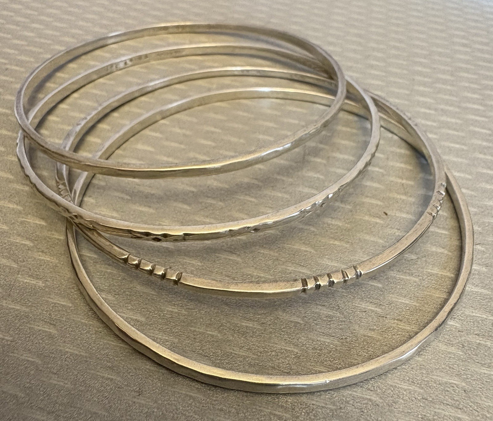 Vintage Taxco Sterling Silver Bangle Set 4 Handmade 925 Mexico Stackable