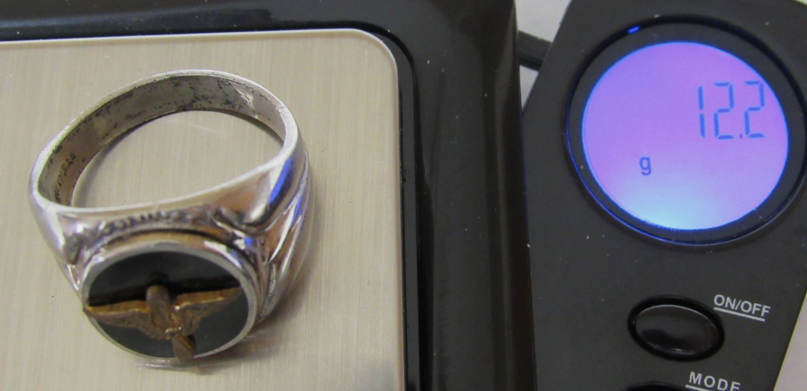 WWII US ARMY AIR CORPS AVIATOR PILOT STERLING SILVER RING SIZE 9 1/4 ~ NAMED #’D