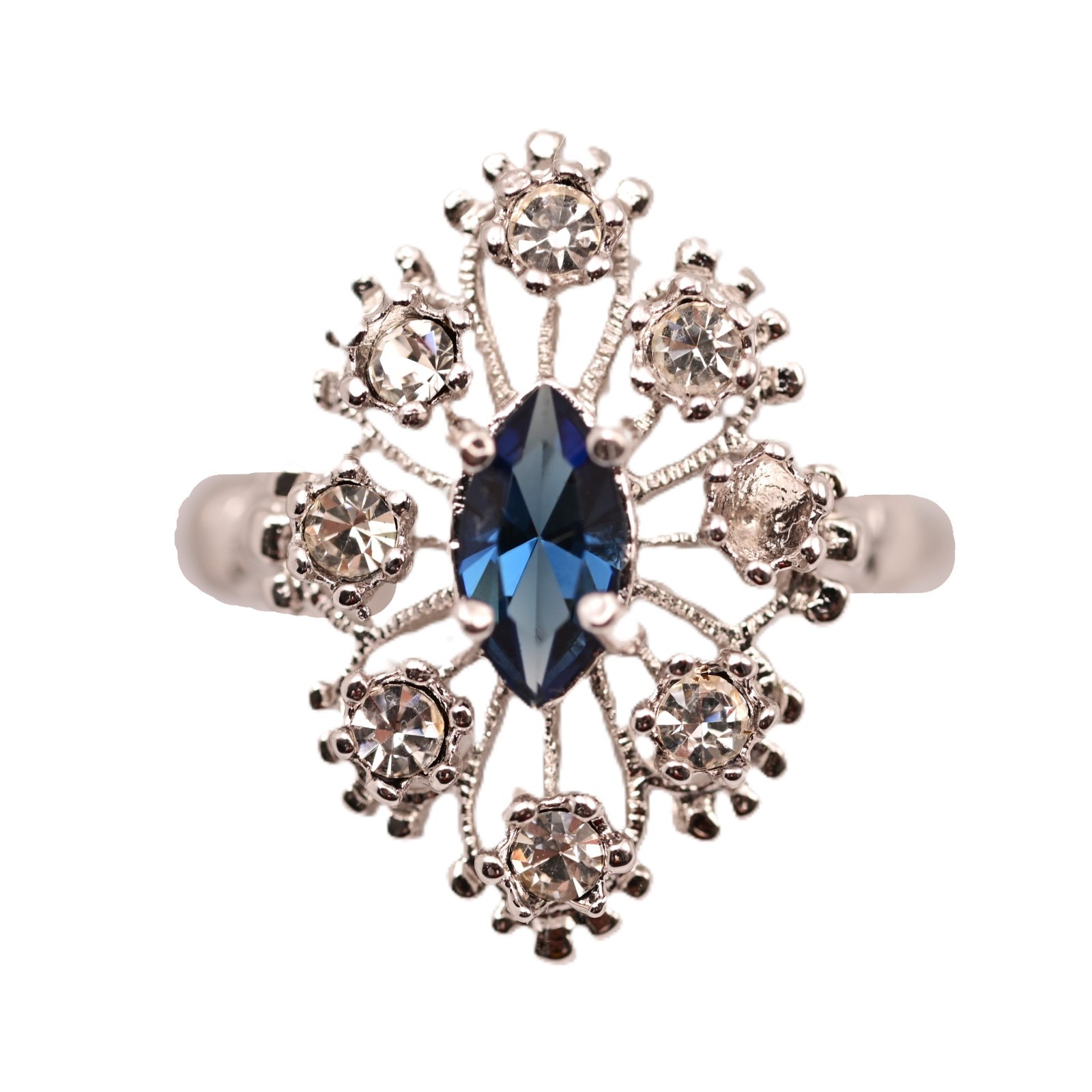Antique Original Vintage Signed Designer 18k HGE Sapphire Gemstone Estate Ring
