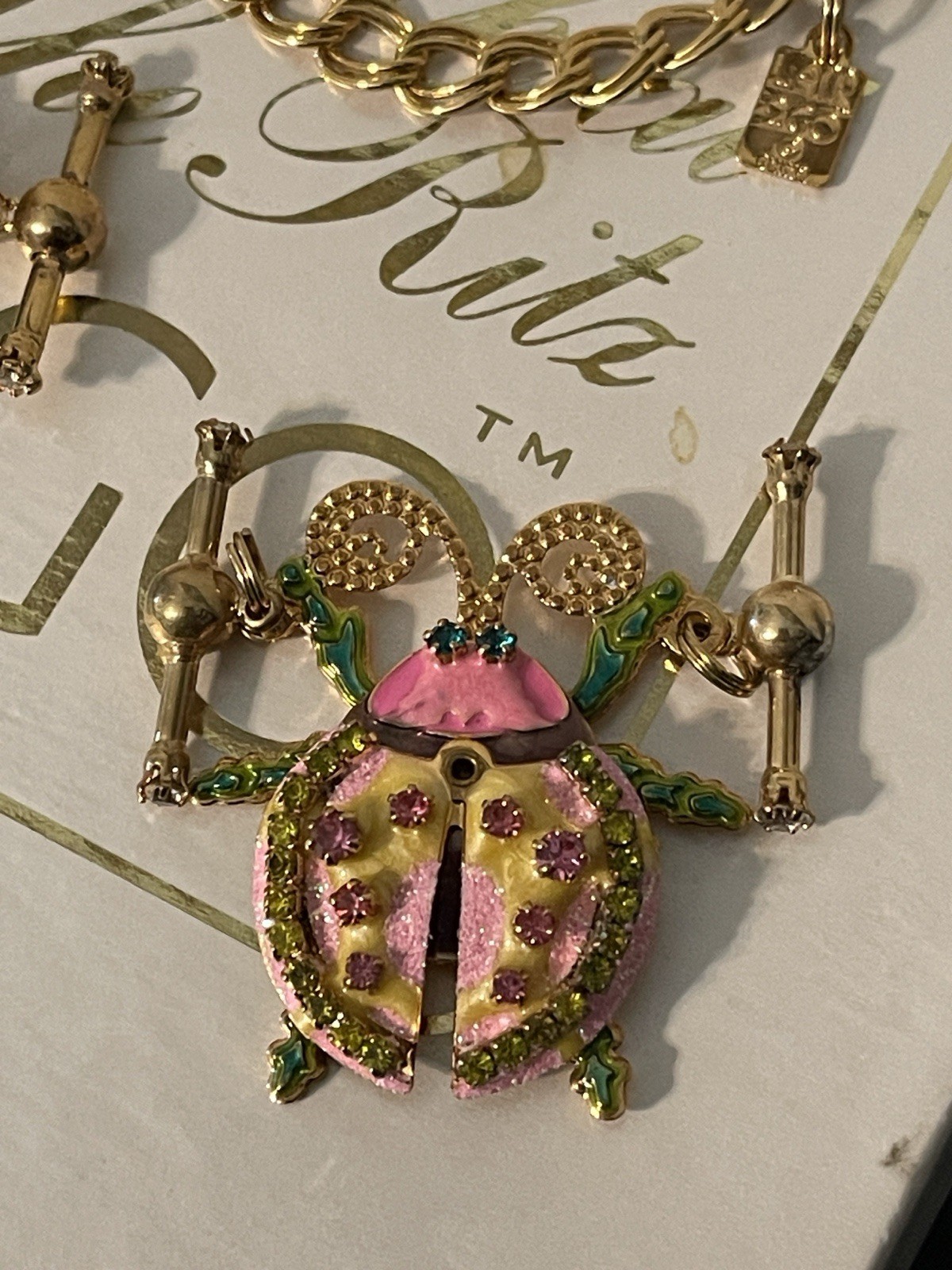 LATR 2GO Interchangeable Charm Bracelet (Glamour Puss & RARE Ladybug) 7.5”