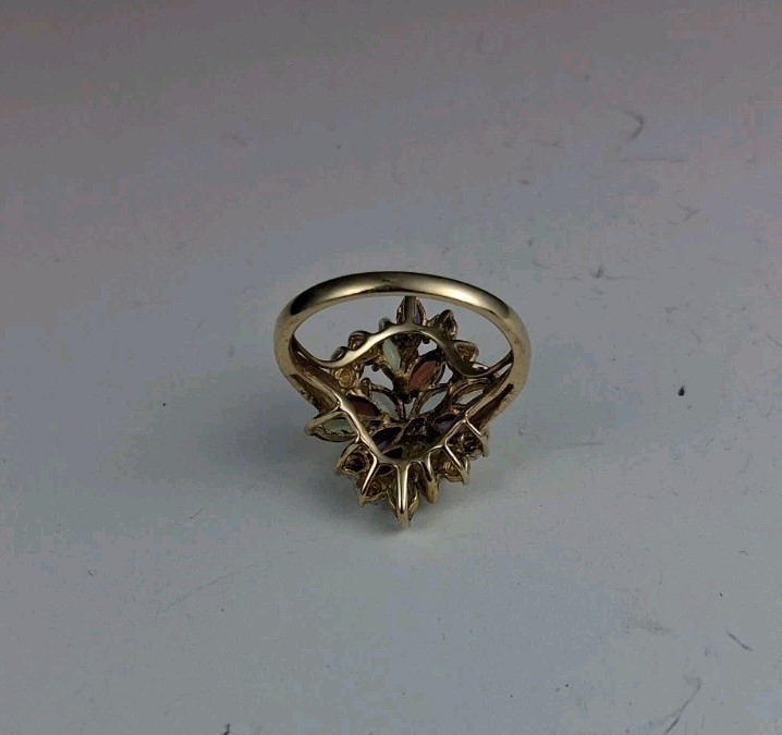 925 Silver Amethyst Peridot Garnet & Topaz Cocktail Ring Fruit Salad Sz 6.5