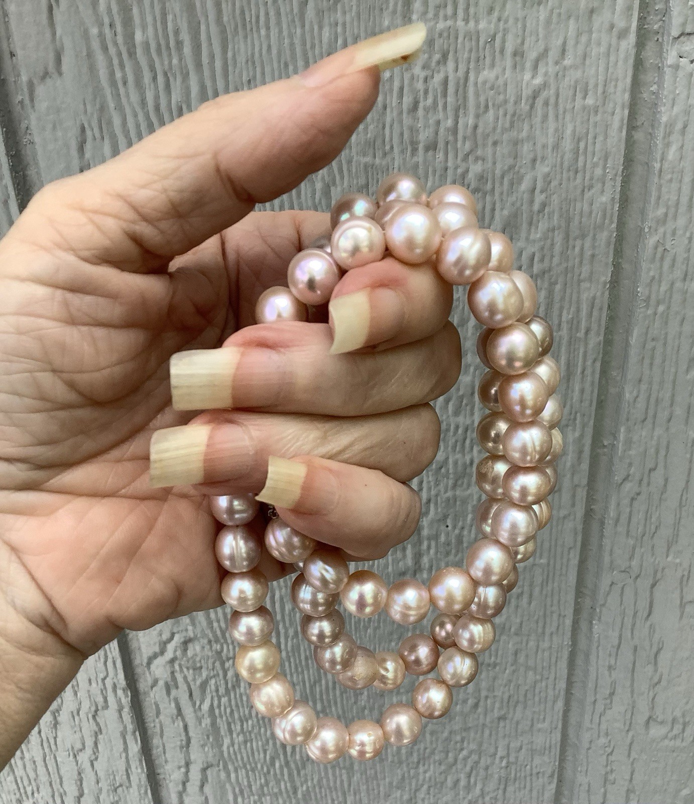 Vintage 10mm Semi-Baroque Lavender Pearl Necklace 30” US Seller