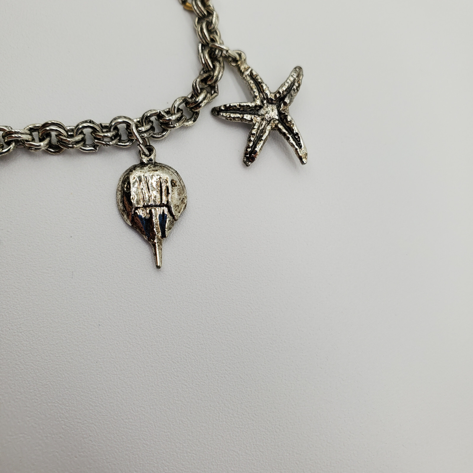 Vintage Costume Jewelry Charm Bracelet with 6 Sea Creatures