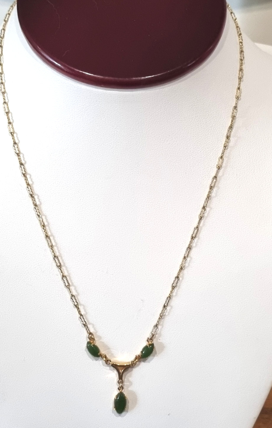 Vintage Rare Collectible c1940s -50s ART 12k gold fill Real Jade Necklace Video