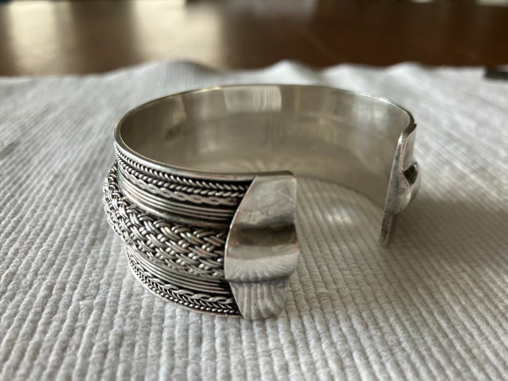 Vintage Sterling Silver Braided Cuff Bracelet ITALIAN