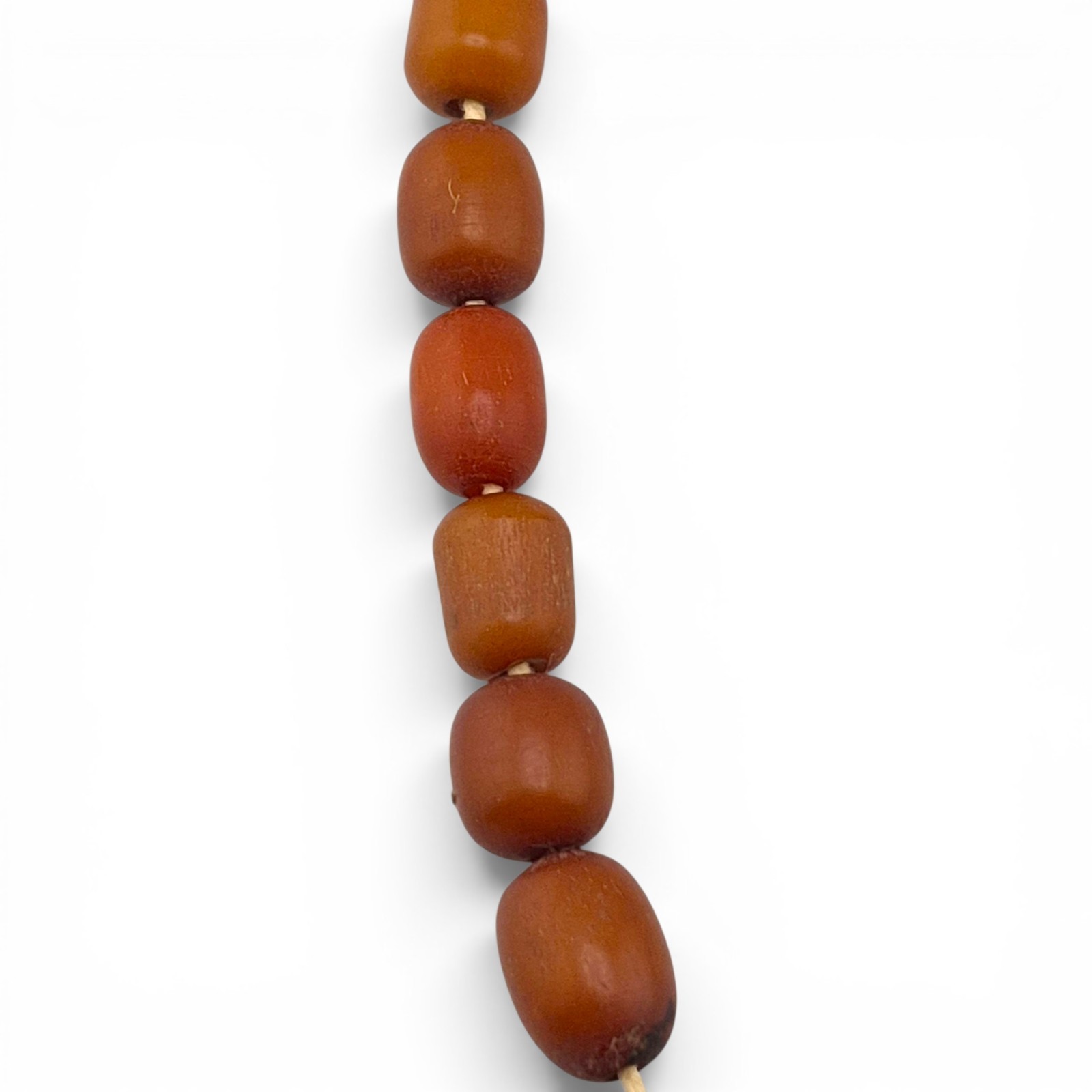 Vintage Natural Sumatran Amber Bead Necklace 49.83g Graduated Barrel Strand