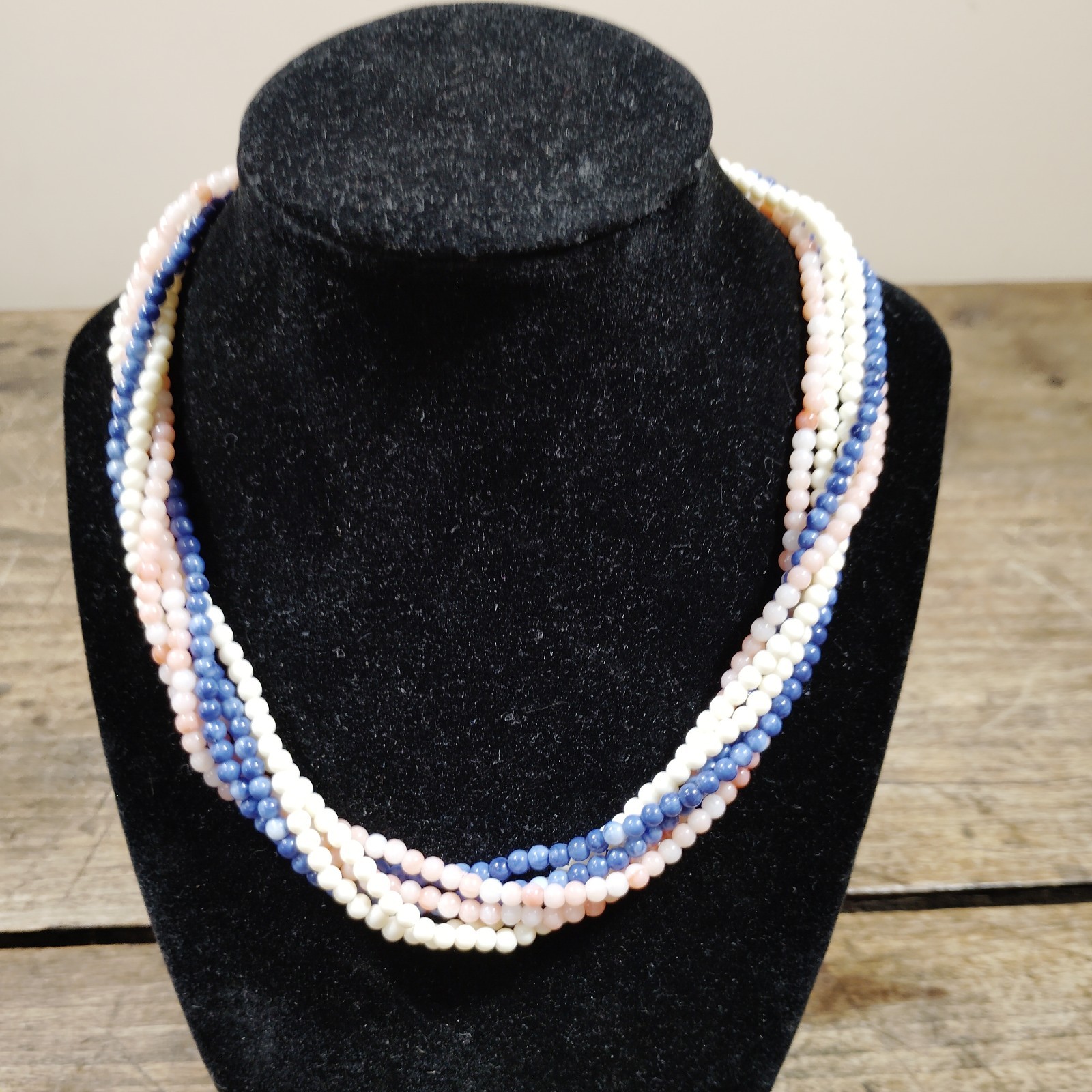 Vintage Twist A Bead Interchangeable Necklace w/ Clasp Pink White Blue