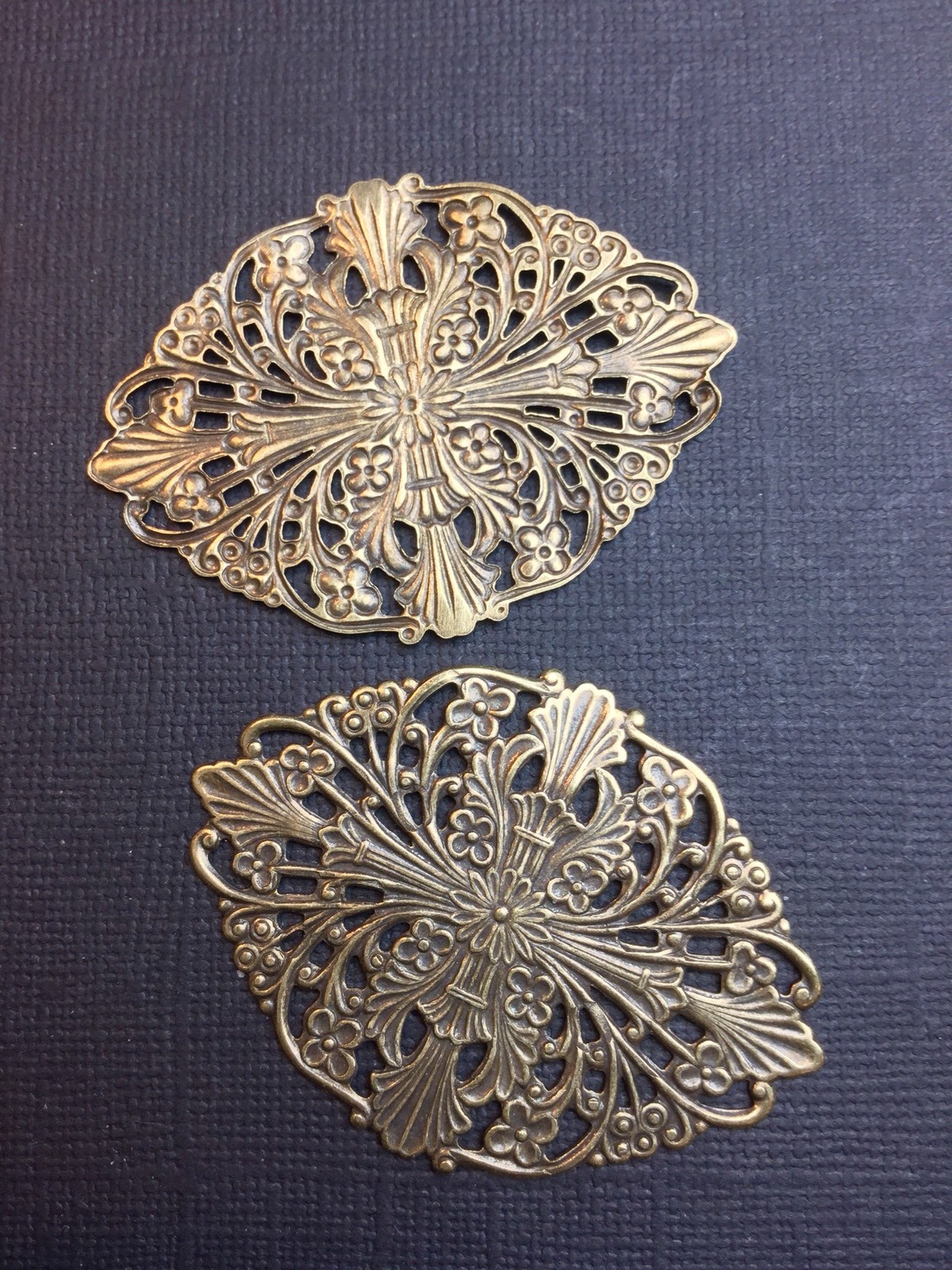24423 Brass Oxidized Victorian Filigree Jewelry Finding