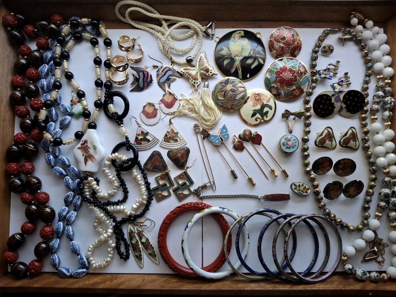 Vintage Cloisonne Jewelry 44 Mixed Jewelry Earrings Necklaces Braclets & More