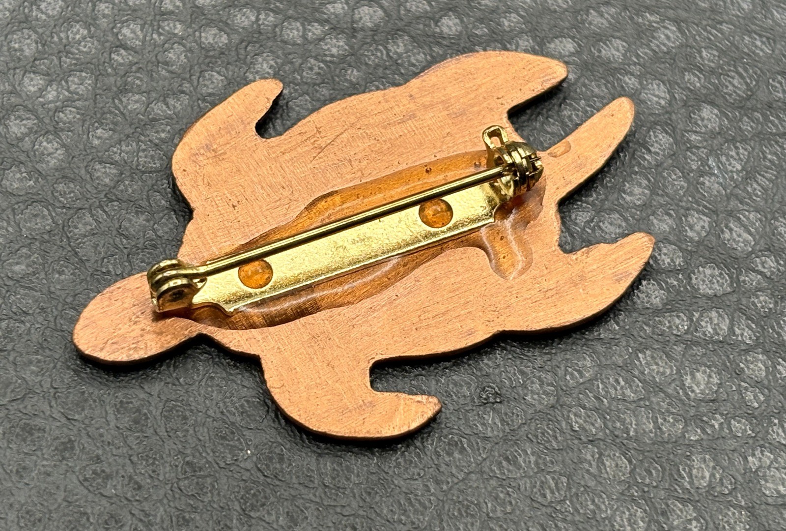 Vintage Copper Abstract Sea Turtle Two Tone Blue Enamel Art Brooch Pin Beach