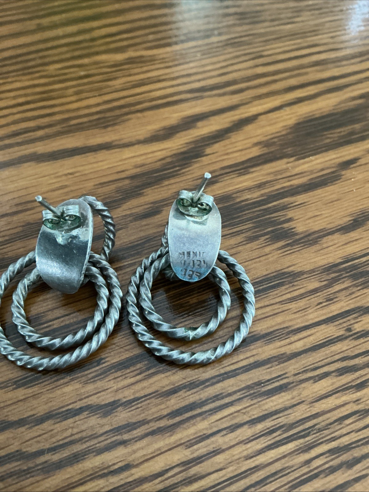 Vintage 925 Sterling Silver Double Twisted rope Drop Earrings