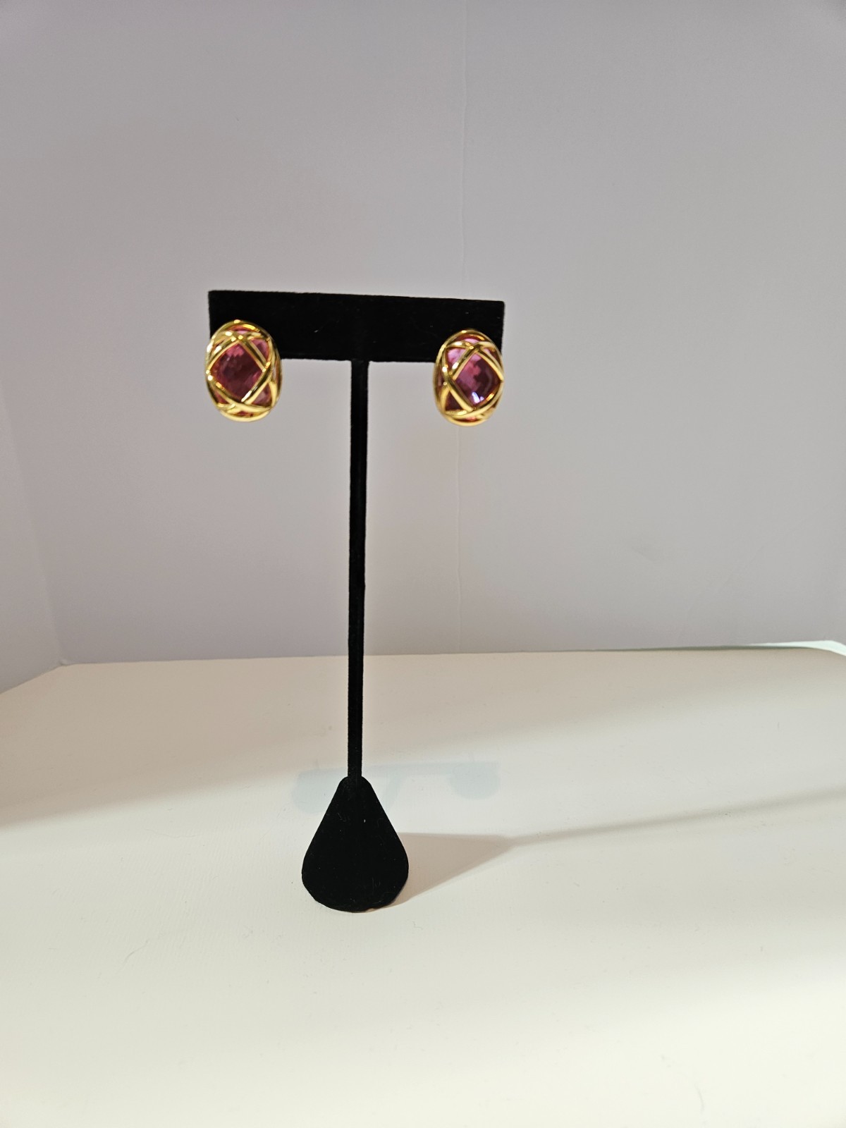 Vintage Joan Rivers Signed Pink Rhinestone Pierced Earrings