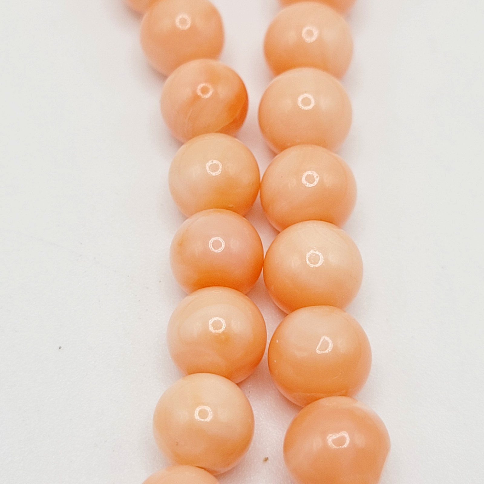 Genuine Pink Peach Blush Coral Bead 6mm Necklace Alloy Clasp Tested 25 inch