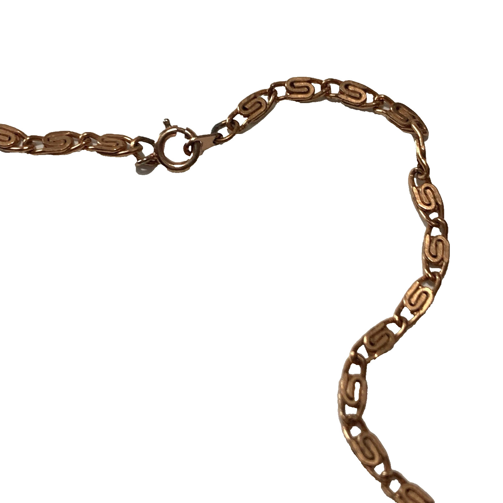 Vintage Bright Copper ‘S’ Snail Necklace Chain Link Dainty 17″