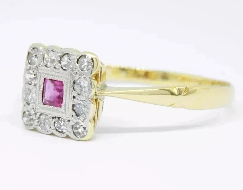 2Ct Art Deco Vintage Lab Created Ruby Wedding Anniversary 14K Gold FN Women Ring