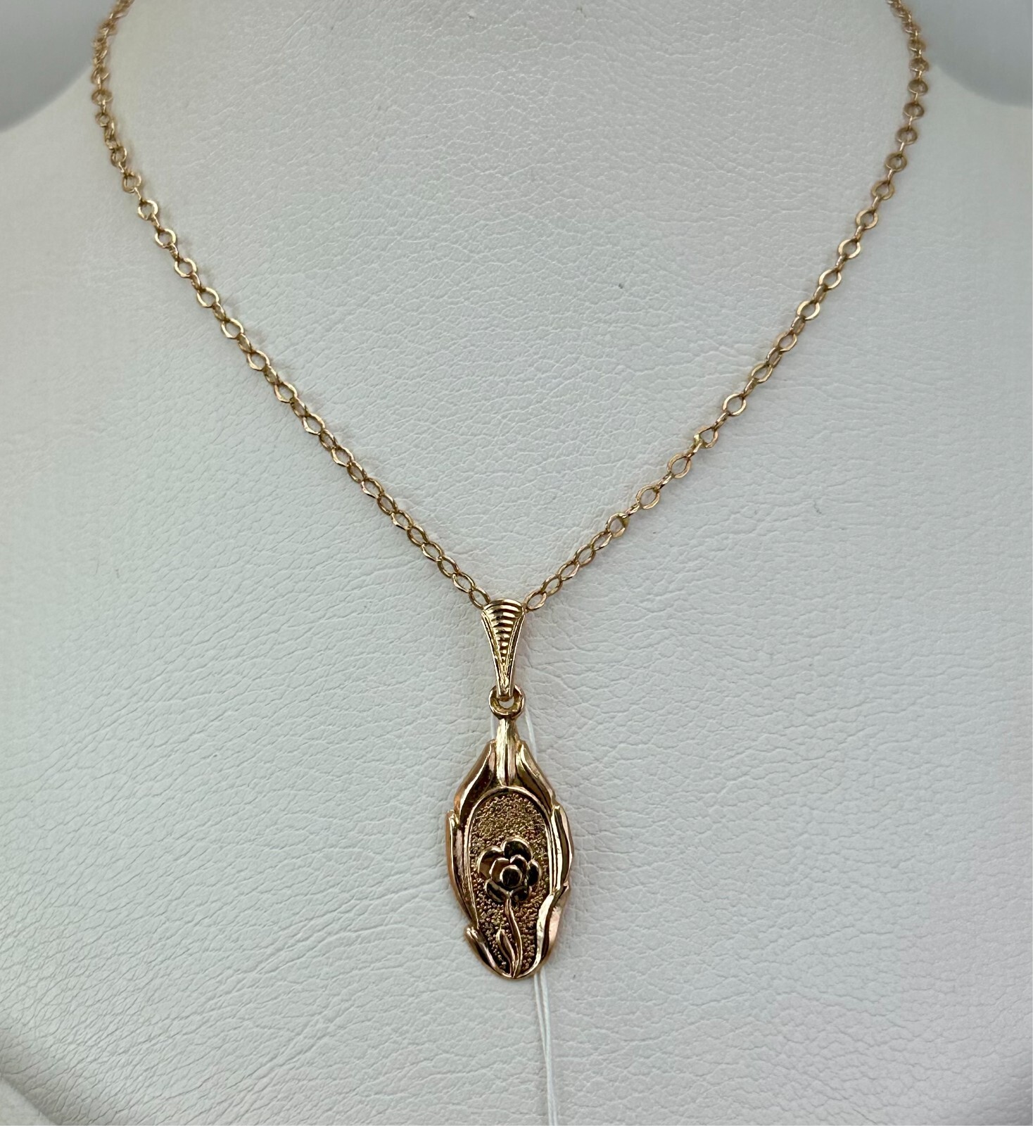USSR Vintage Original Solid Rose Gold Pendant 583 14K Lviv Ukraine 1977 1,40 g.