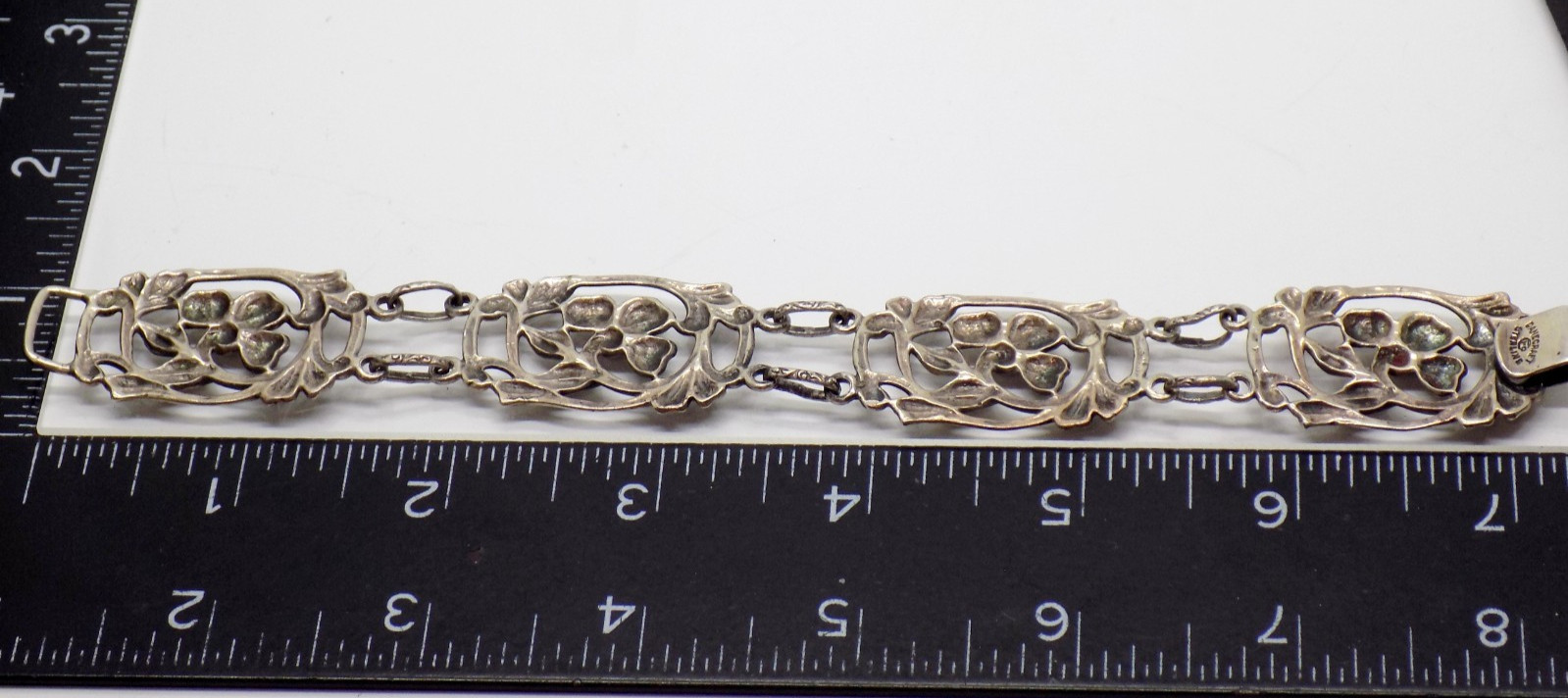 Danecraft 925 Sterling Silver Floral Flower Repousse Filigree Bracelet