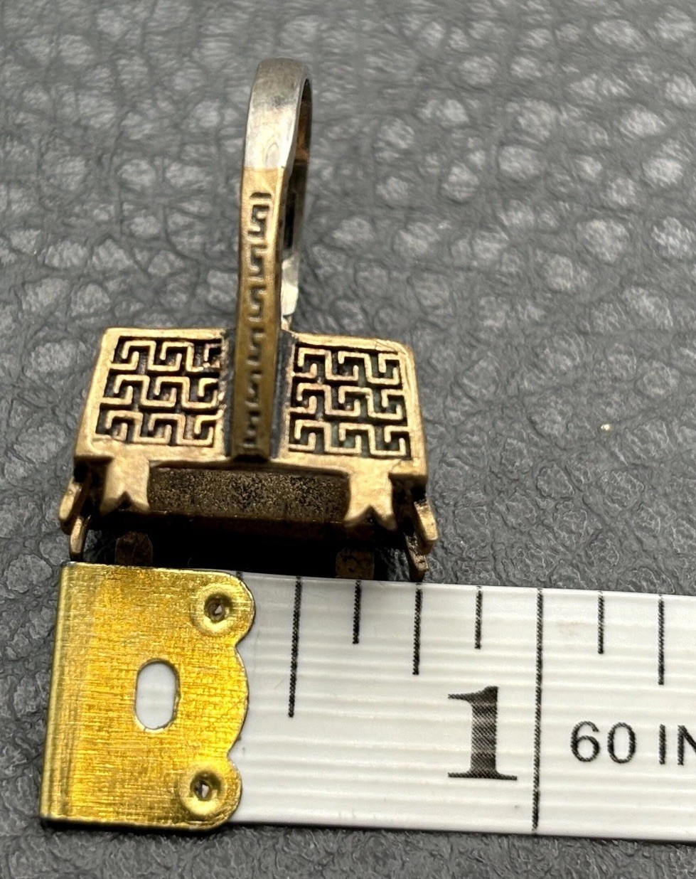 Antique Vintage Mixed Metal GF & Sterling Greek Key Ring Setting Size 8