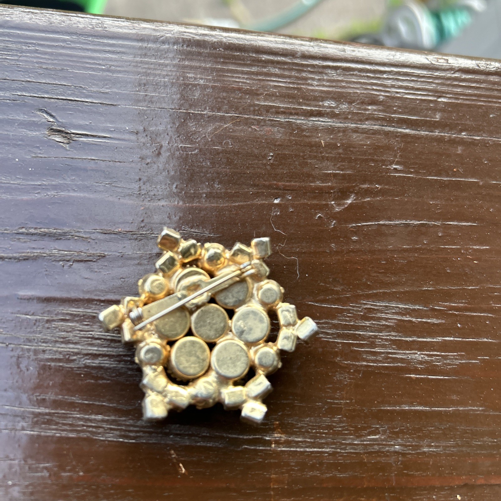 Vintage Brooch Rhinestone Crystal Done Layered Flower Pin Retro Costume Jewelry