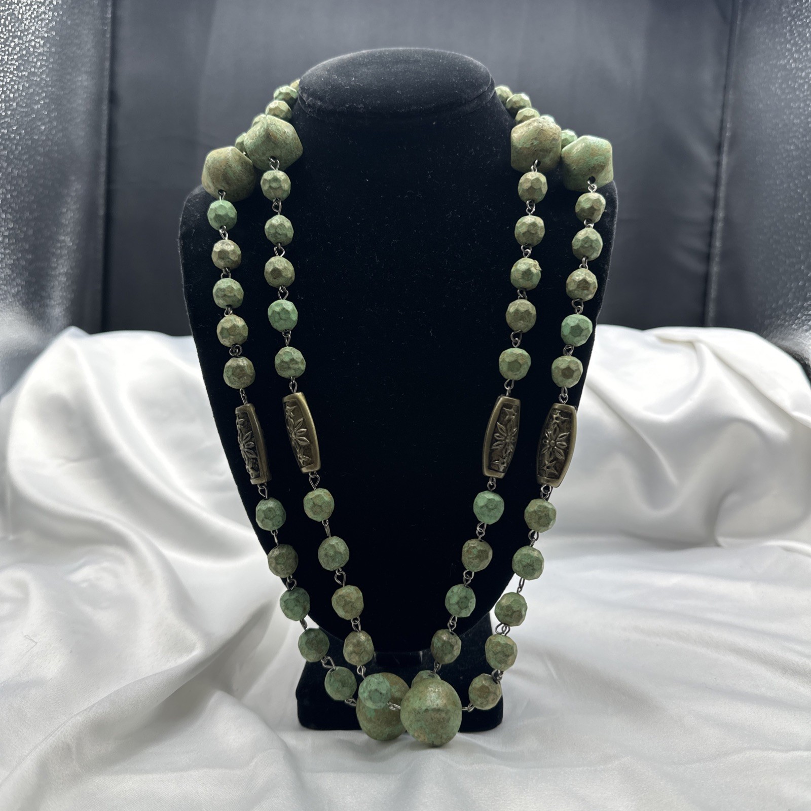 Vtg Handcrafted Extra Long Painted Beads Necklace. It’s 36” Long. See pics.