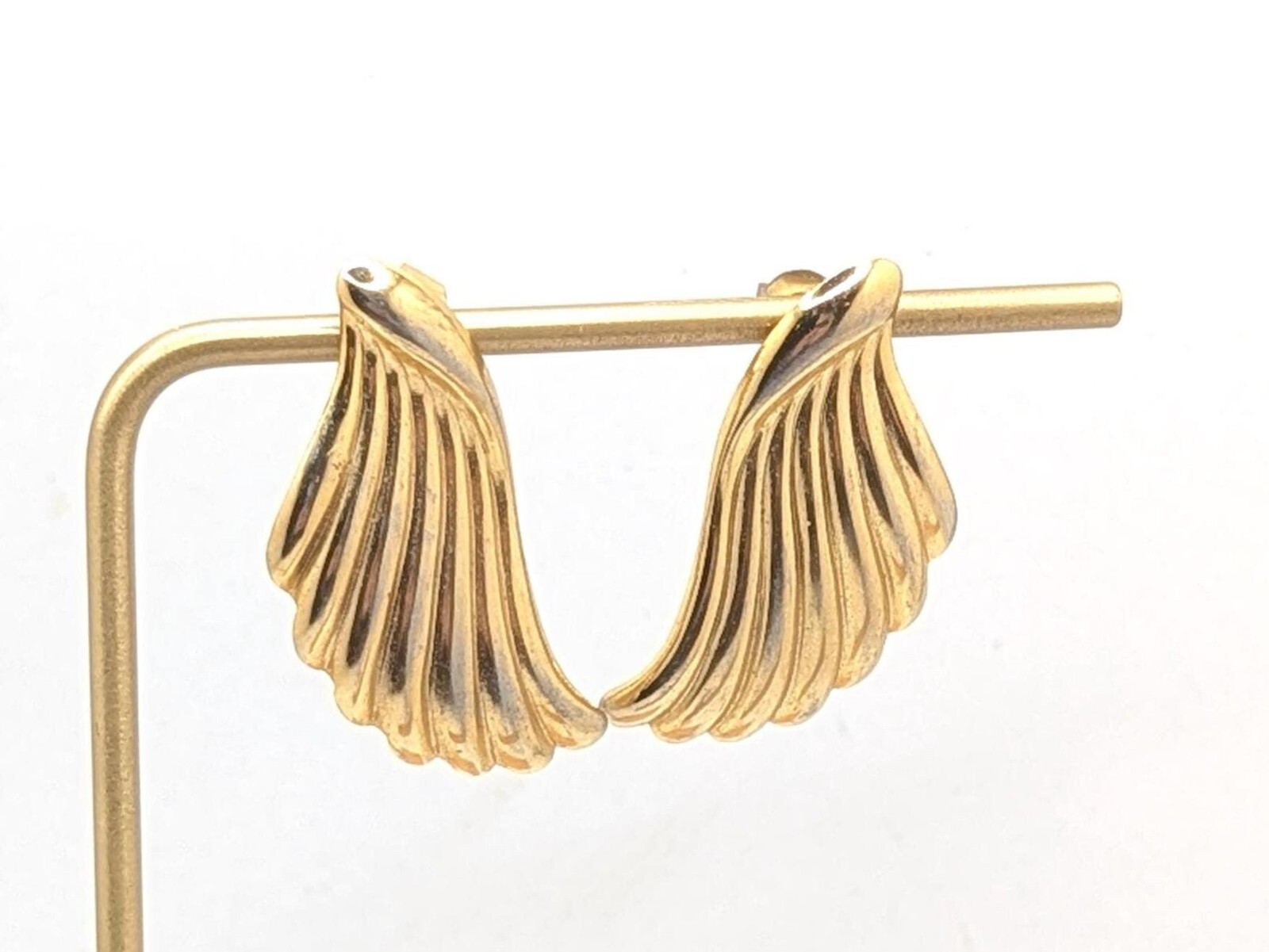 Vintage Gold Art Deco Drop Dangle Earrings Shell Ocean Beach Stud Pierced Ear