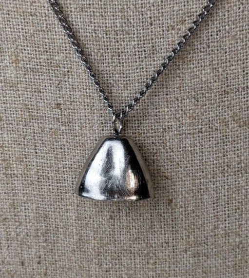 Vintage necklace chain with silver tone bell charm pendant 18″ length