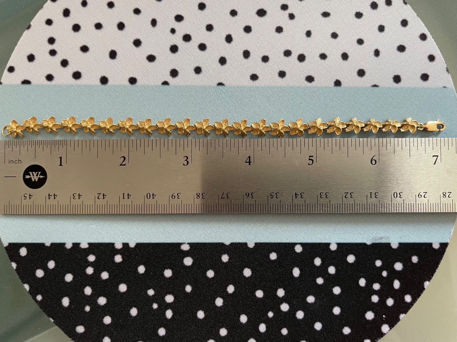 Vintage 14K Solid Yellow Gold Linked Plumeria Flowers 7″ Bracelet 10.5-11 Grams