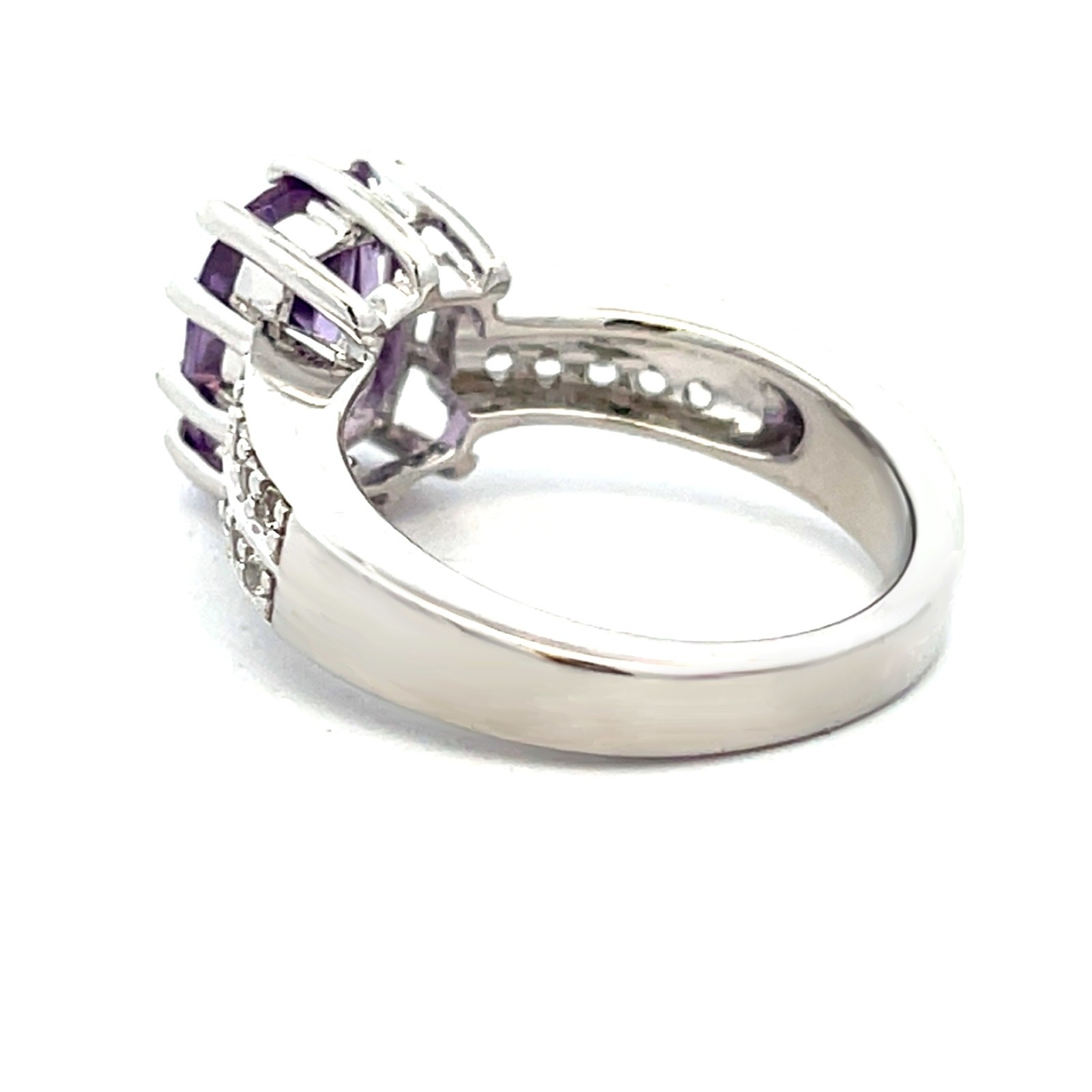 Genuine Amethyst Created Sapphire Ring 925 Sterling Silver US Size 7