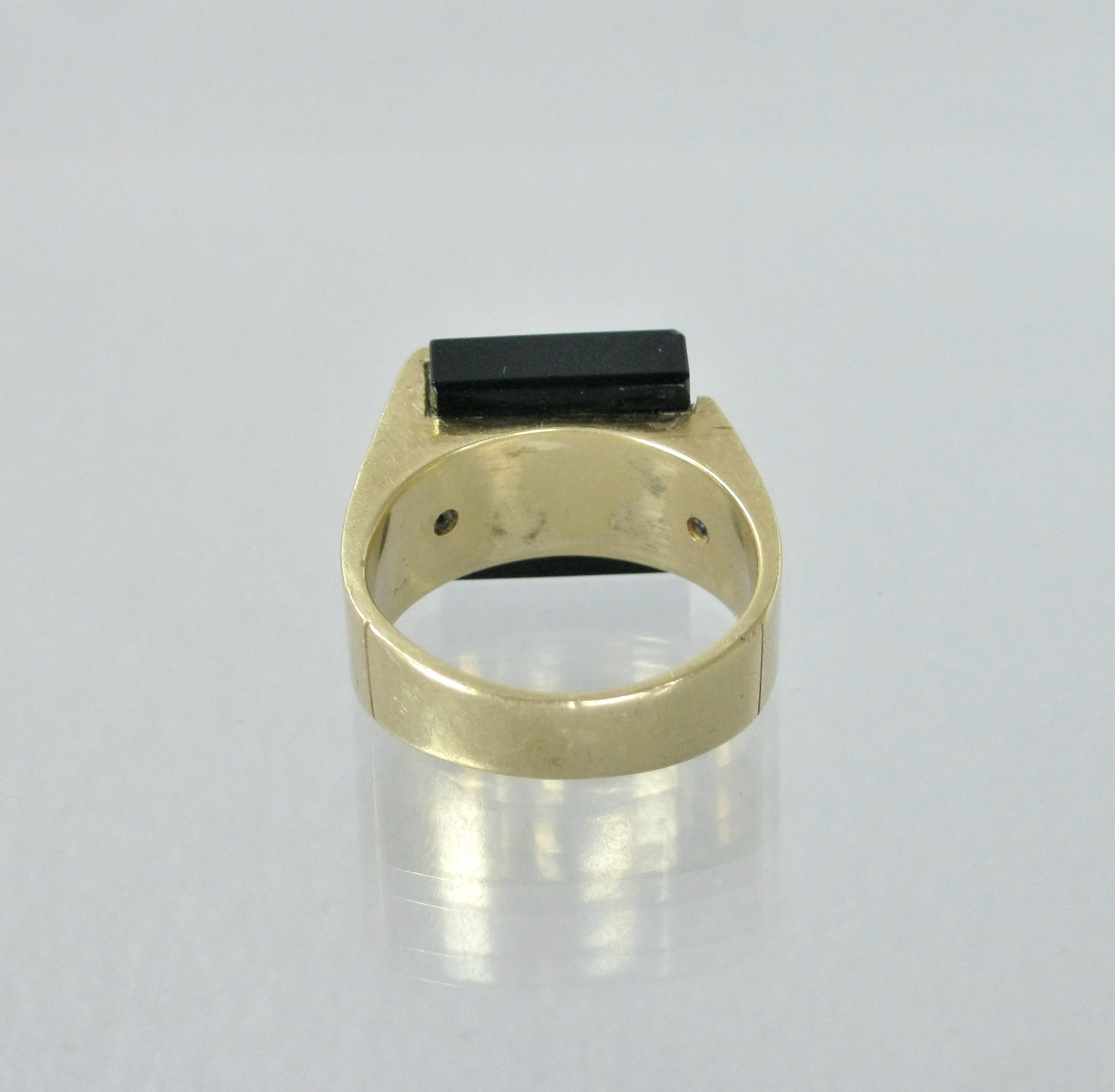 Vintage 14k Gold Onyx Diamond Mens Monogrammed BC Signet Ring Size 7