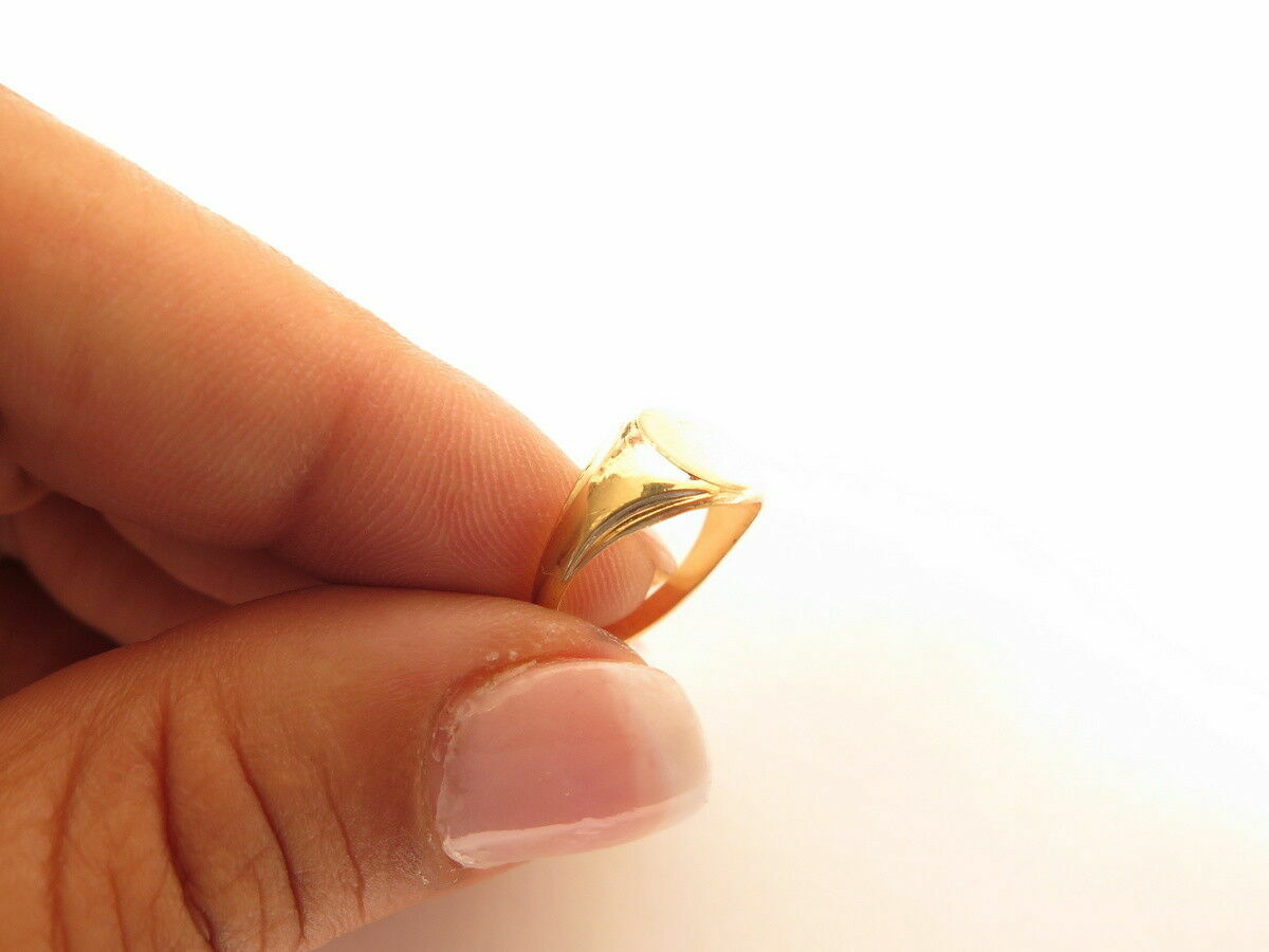 Vintage Grooved Edge Signet Rings*Gold Plated Blank Monogram Esposito ESPO*A814