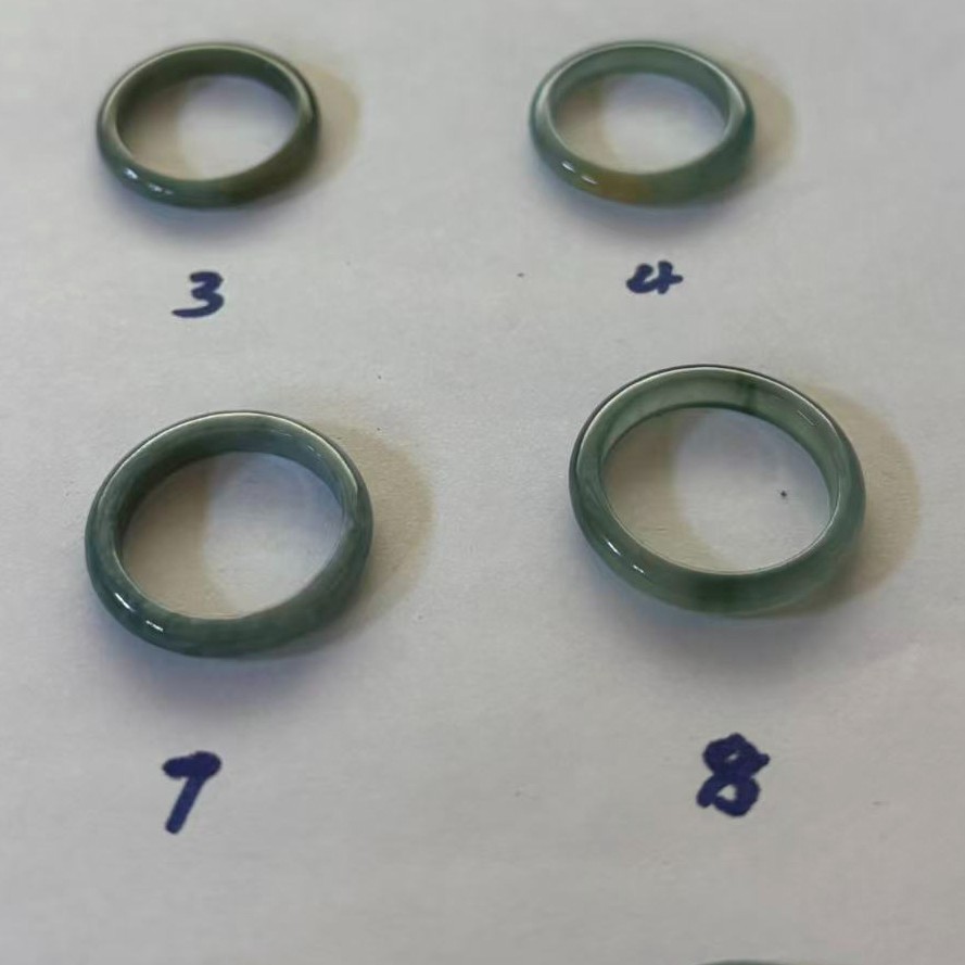 Hi-grade Natural green Jade Jadeite Rings Thin Band, Width about 3 mm