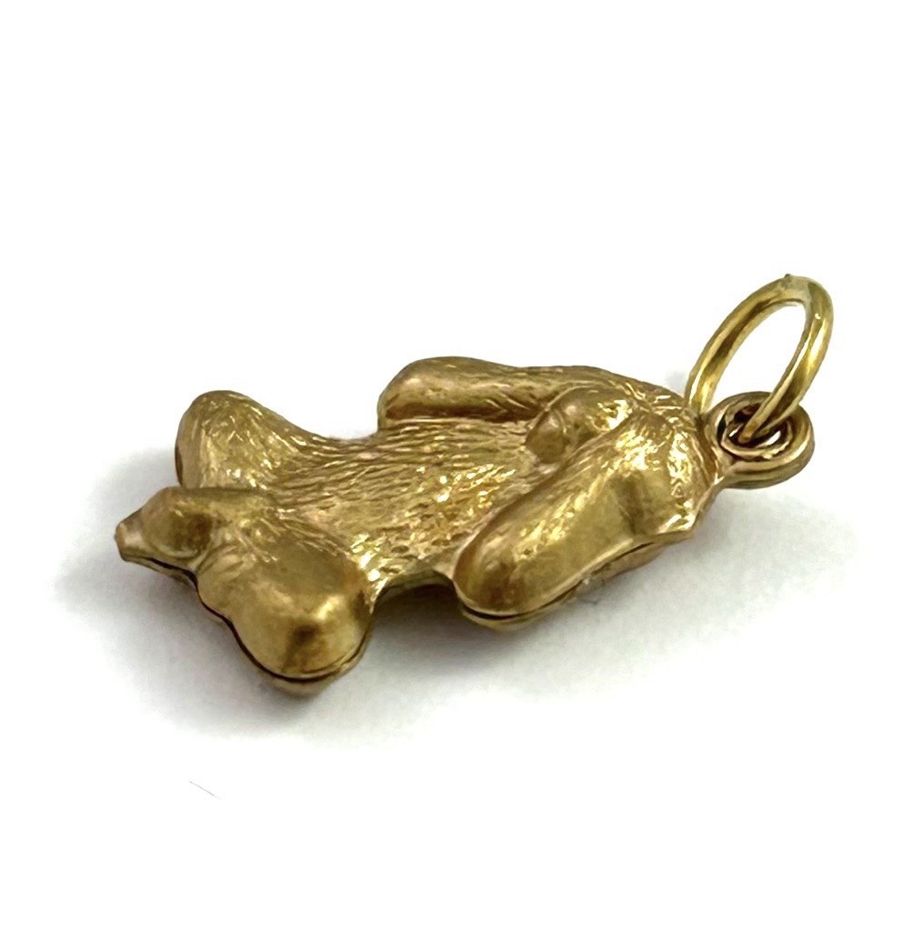 Vintage Charm See No Evil Monkey Necklace Pendant Puffy Brass Metal Jewelry
