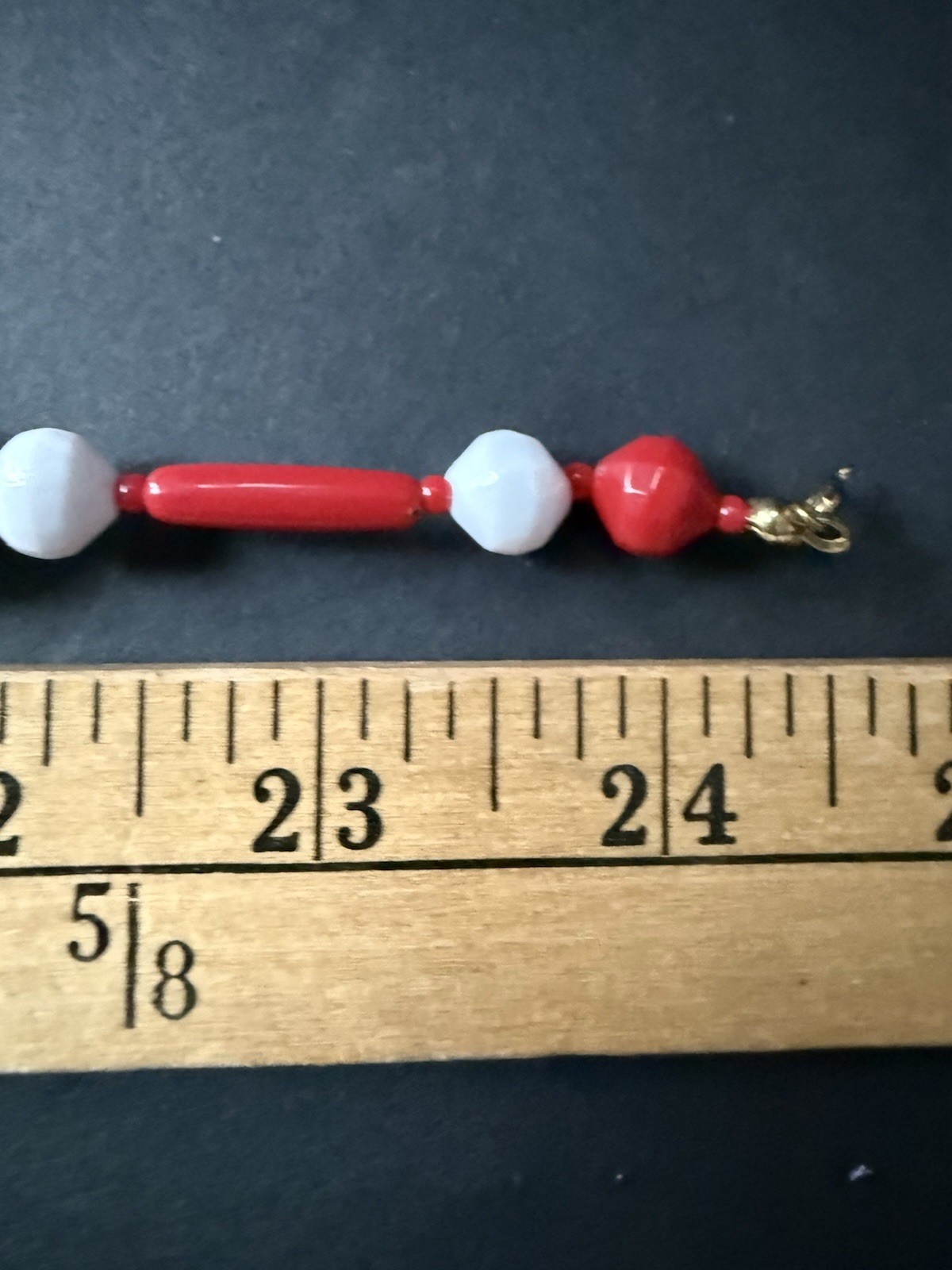 Vintage Beaded Necklace Red White Acrylic Patriotic Old Money Americana 4th July