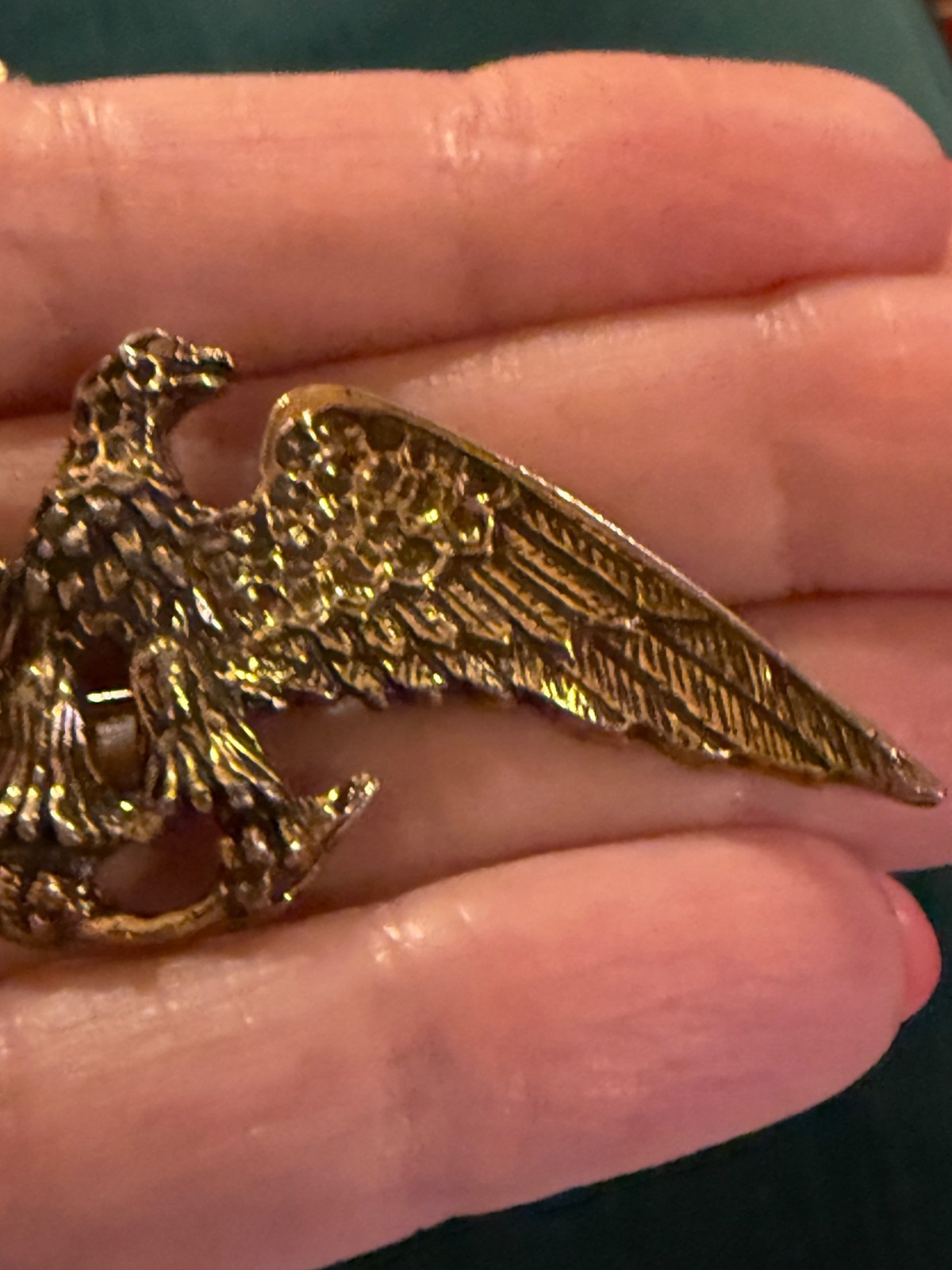 Vintage Eagle Brooch Pin Gold Tone Detailed signed Zentall 1950s Figural