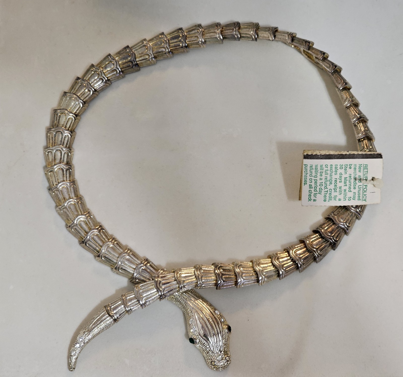 Vintage Articulated Snake Choker Necklace Silver Tone Magnetic Closure
