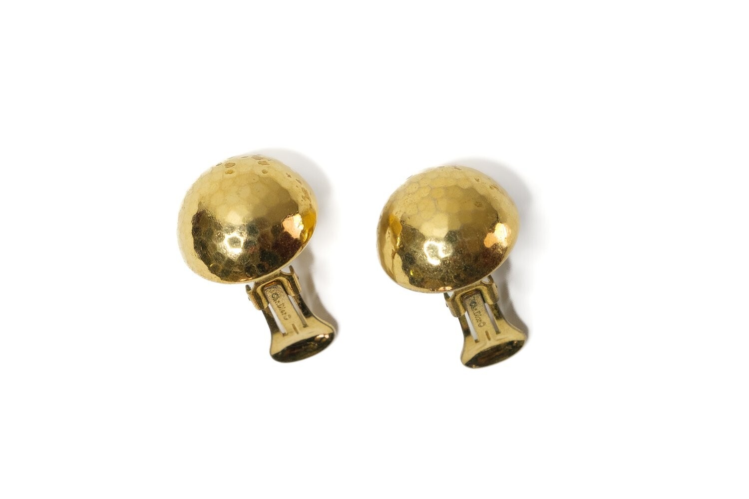 Dior Womens Brushed Gold Domed Round Textured Clip-on Earrings