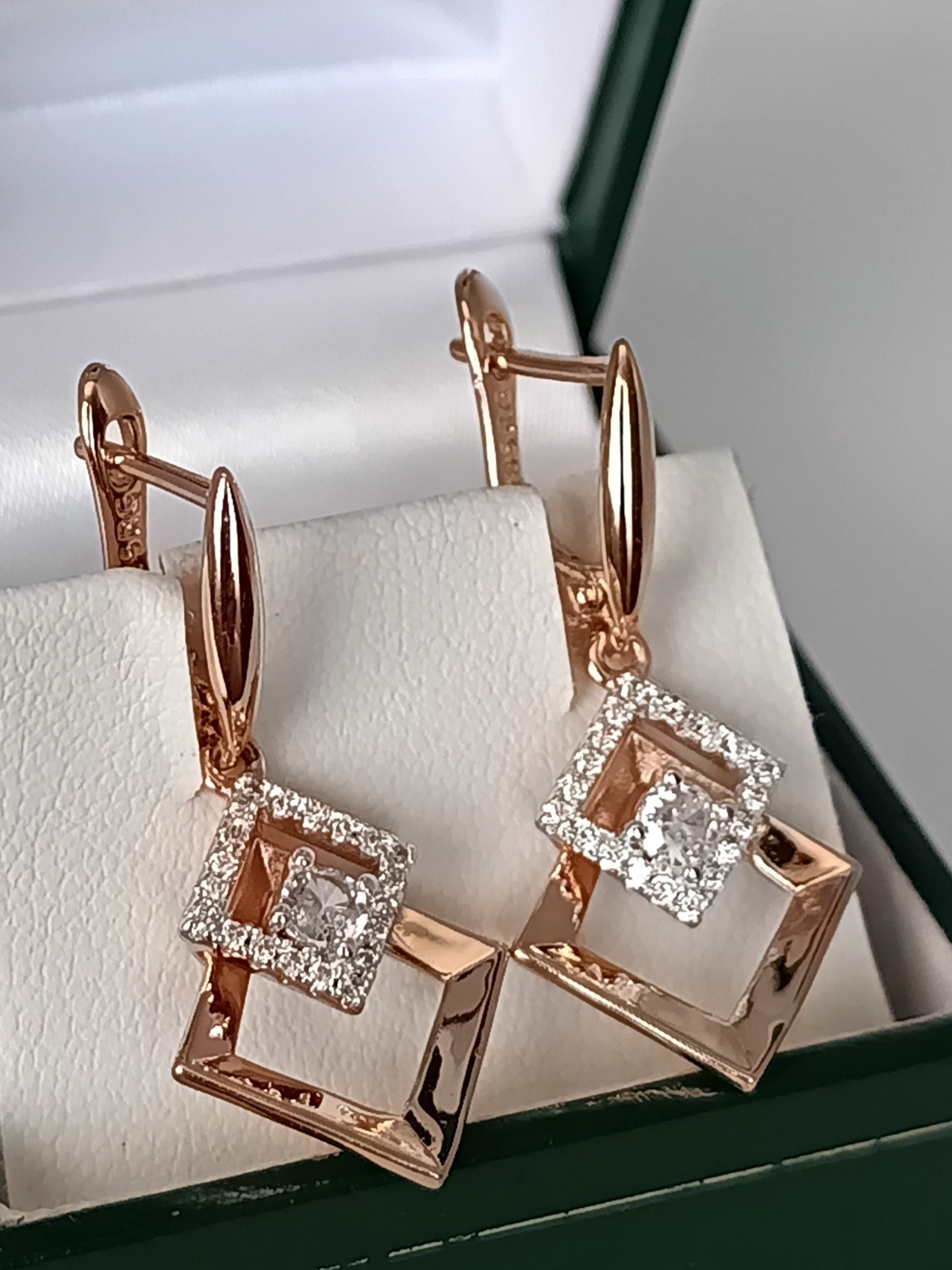 Vintage 1990-s 14 Ct Rolled Gold Zircons Earrings-Hallmarked 585 RG