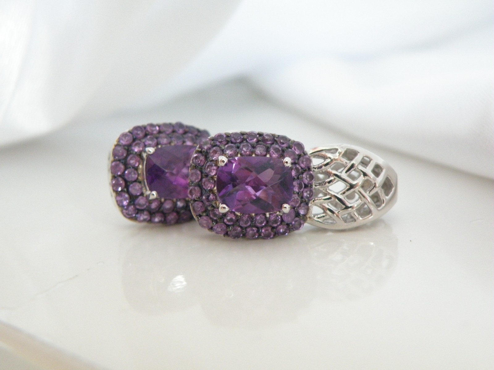 Sterling Silver 925 Natural Heated African Amethyst Earrings