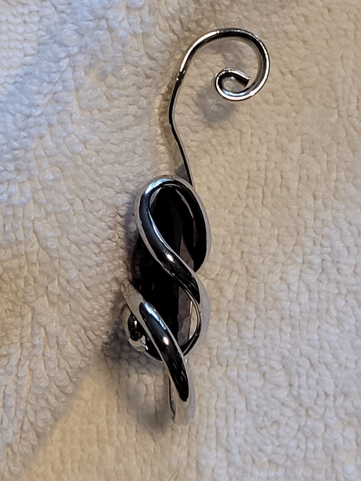 Vintage Stainless Abstract Pendant With Amber Stone 2 In