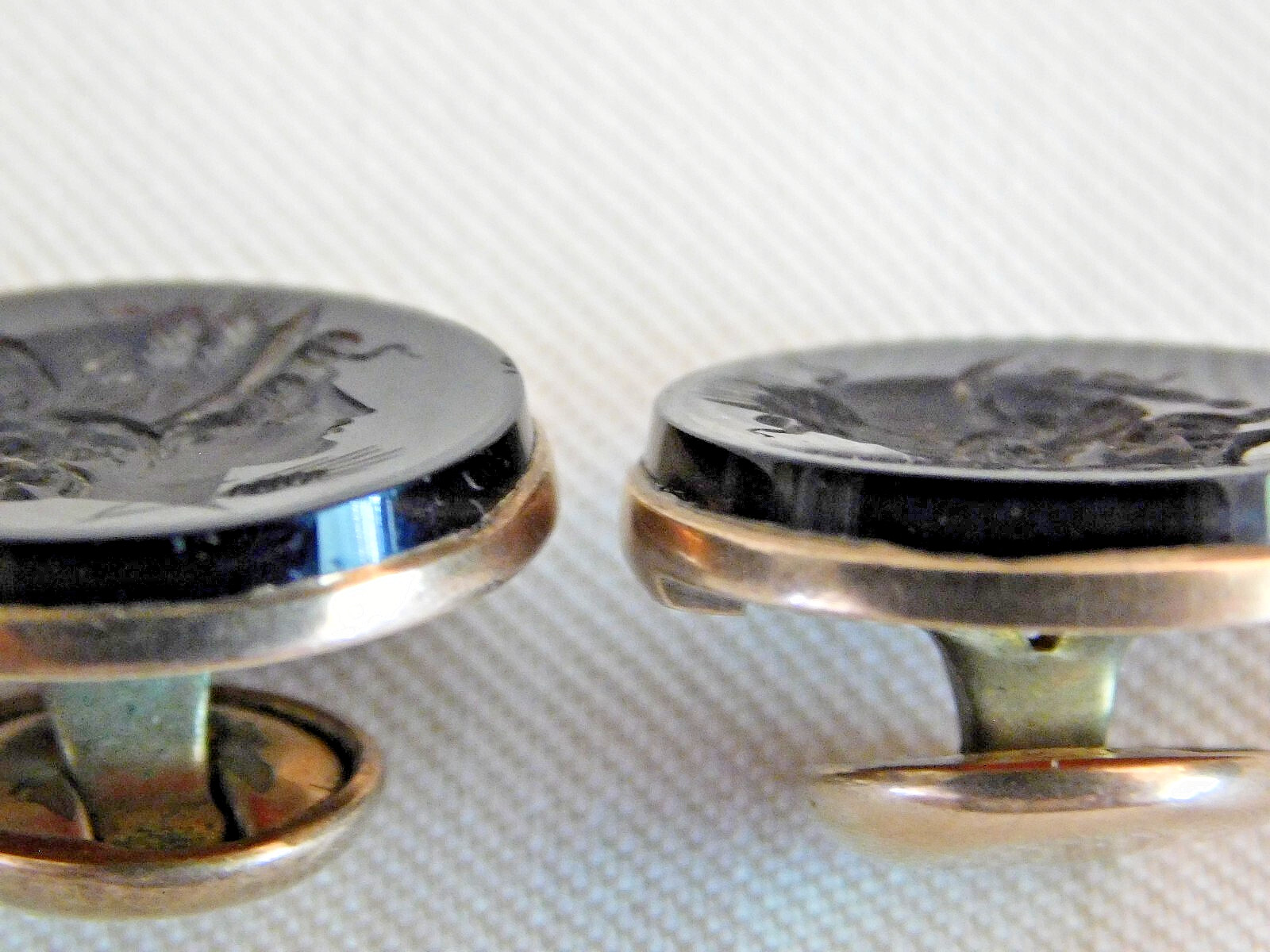 AMAZING Edwardian RENAISSANCE REVIVAL CARVED CARNELIAN CUFFLINKS, GODDESS, 1900