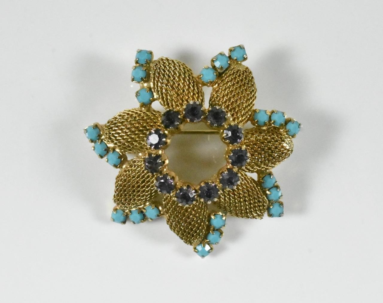 Hobe 1965 Gold Toned Mesh Brooch
