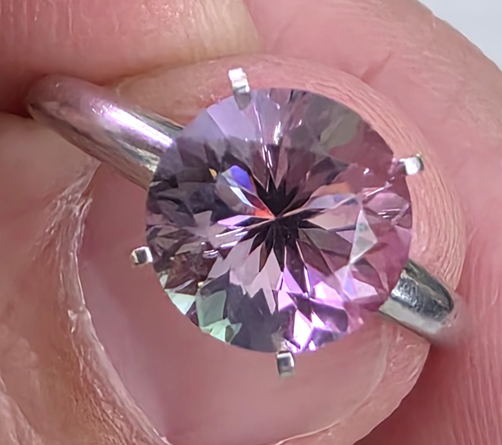 VTG ArtCarved Solitaire Ring made with Sterling and 10K with Synthetic Alexandri